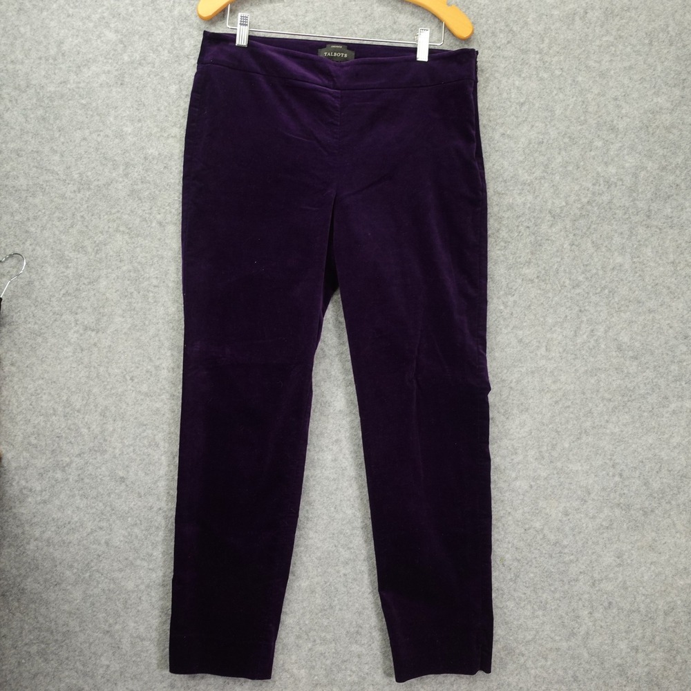Purple Velvet Dress Pants Womens 10 M Plum Fall Career Classic TALBOTS 33x30